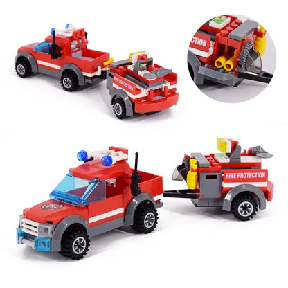 New City Fire Fighting Truck Car Vehicle Police Building block T