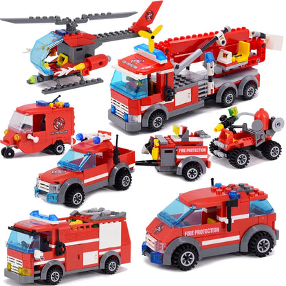 New City Fire Fighting Truck Car Vehicle Police Building block T